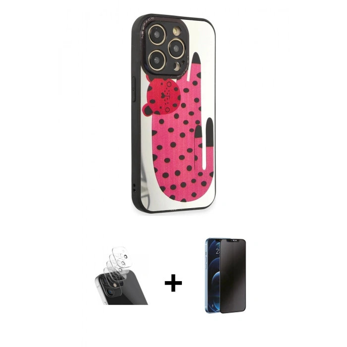 MARSİLYAN™- iPhone 12 Pro Kılıf Odak Klasik Serisi - Siyah 3D Antistatik Hayalet Cam Ekran Koruyucu + Kamera Lens Koruma Cam - SF