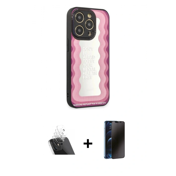 MARSİLYAN™- iPhone 12 Pro Kılıf Odak Klasik Serisi - Siyah 3D Antistatik Hayalet Cam Ekran Koruyucu + Kamera Lens Koruma Cam - SF