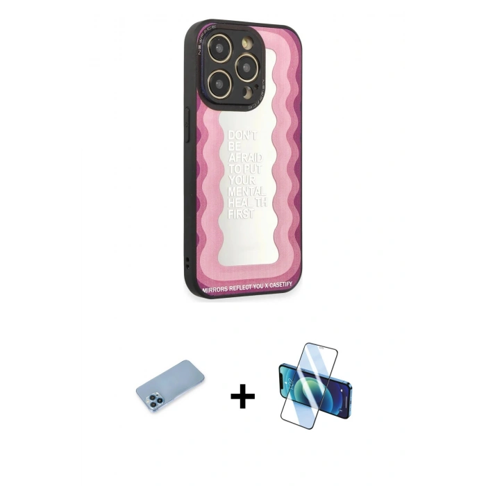 MARSİLYAN™- iPhone 12 Pro Kılıf Odak Klasik Serisi - Siyah 3D Antistatik Seramik Nano Ekran Koruyucu + Shine Kamera Lens Koruma Cam - MI