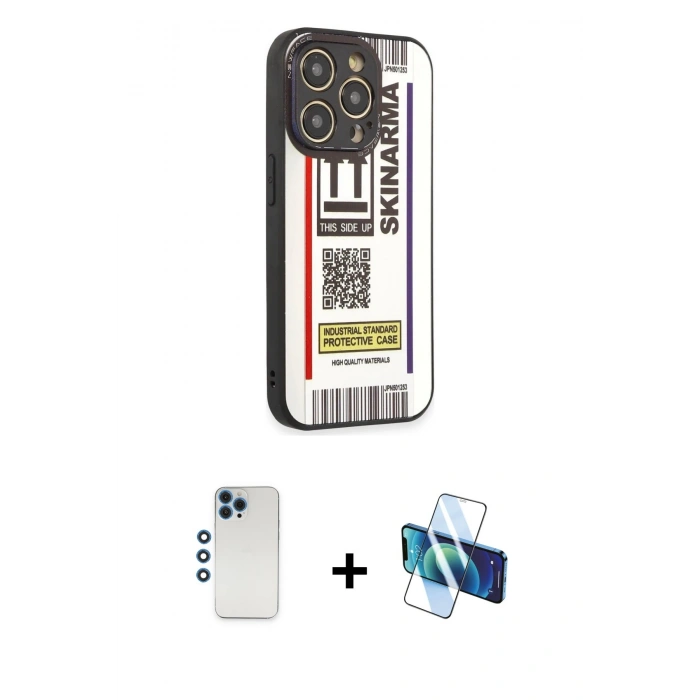MARSİLYAN™- iPhone 12 Pro Kılıf Odak Klasik Serisi - Siyah 3D Antistatik Seramik Nano Ekran Koruyucu + Shine Kamera Lens - MI