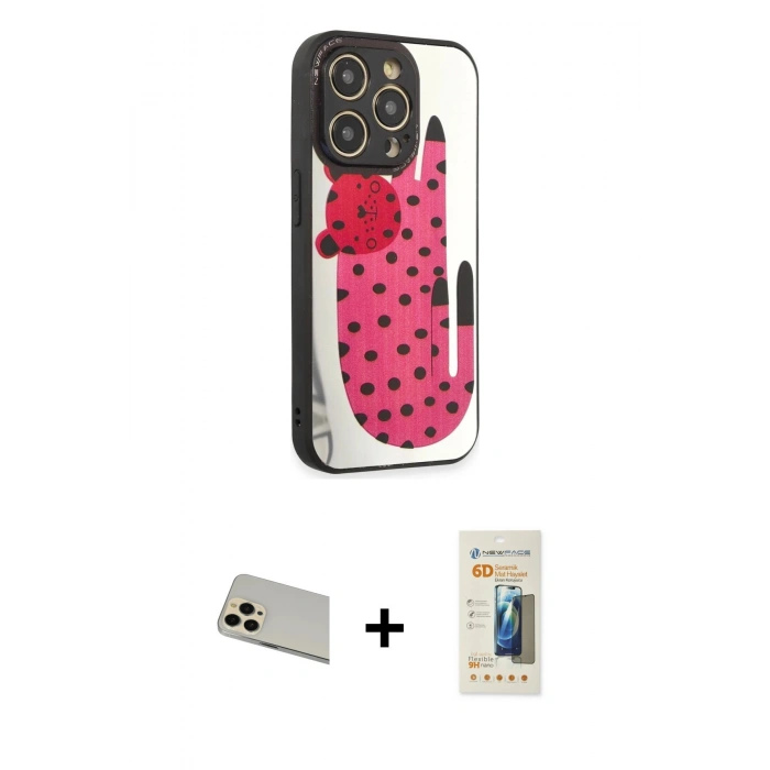 MARSİLYAN™- iPhone 12 Pro Kılıf Odak Klasik Serisi - Siyah 6D Mat Seramik Hayalet Nano Ekran Koruyucu + Rainbow Kamera Lens Koruma Cam - GD