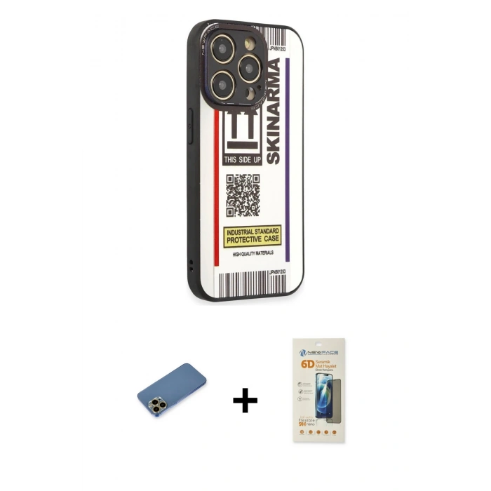 MARSİLYAN™- iPhone 12 Pro Kılıf Odak Klasik Serisi - Siyah 6D Mat Seramik Hayalet Nano Ekran Koruyucu + Shine Kamera Lens Koruma Cam - GD