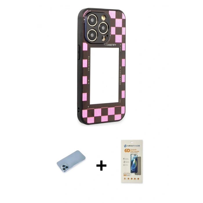 MARSİLYAN™- iPhone 12 Pro Kılıf Odak Klasik Serisi - Siyah 6D Mat Seramik Hayalet Nano Ekran Koruyucu + Shine Kamera Lens Koruma Cam - MI