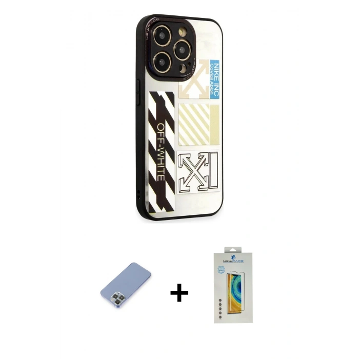 MARSİLYAN™- iPhone 12 Pro Kılıf Odak Klasik Serisi - Siyah Polymer Nano Ekran Koruyucu + Metal Kamera Lens Koruma Cam - KUYL