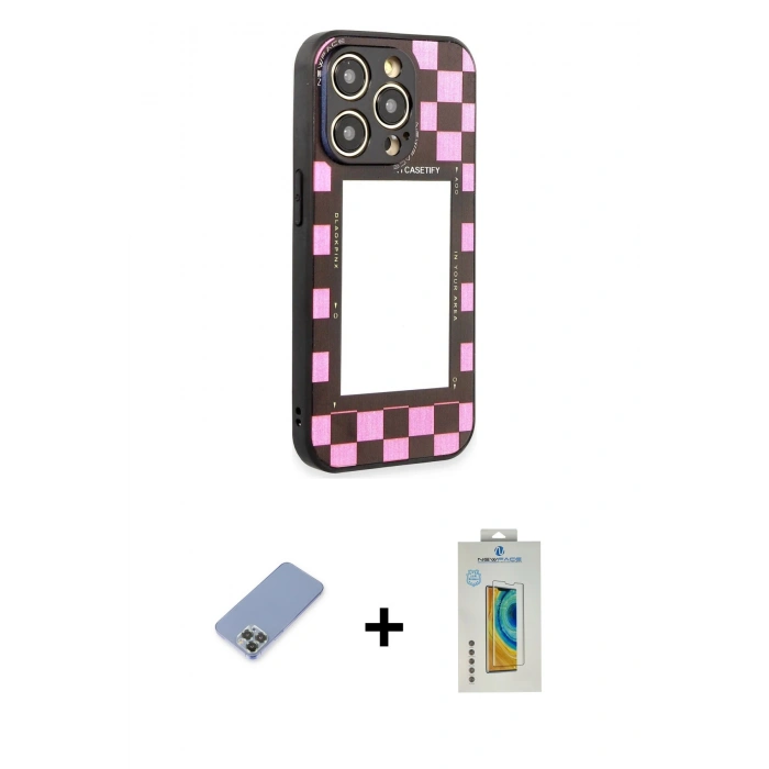 MARSİLYAN™- iPhone 12 Pro Kılıf Odak Klasik Serisi - Siyah Polymer Nano Ekran Koruyucu + Metal Kamera Lens Koruma Cam - KUYL