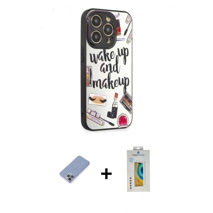 MARSİLYAN™- iPhone 12 Pro Kılıf Odak Klasik Serisi - Siyah Polymer Nano Ekran Koruyucu + Metal Kamera Lens Koruma Cam - KUYL