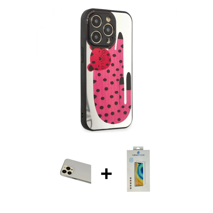 MARSİLYAN™- iPhone 12 Pro Kılıf Odak Klasik Serisi - Siyah Polymer Nano Ekran Koruyucu + Rainbow Kamera Lens Koruma Cam - GD