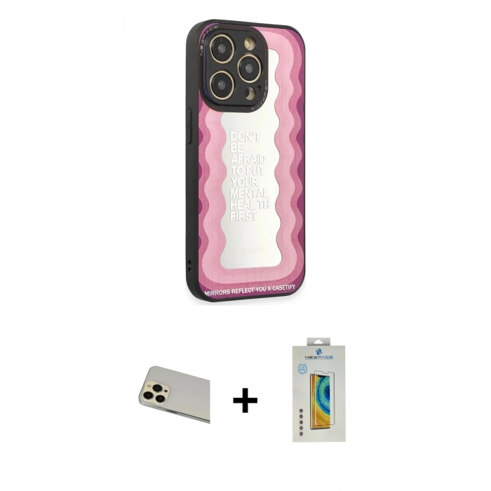 MARSİLYAN™- iPhone 12 Pro Kılıf Odak Klasik Serisi - Siyah Polymer Nano Ekran Koruyucu + Rainbow Kamera Lens Koruma Cam - GD