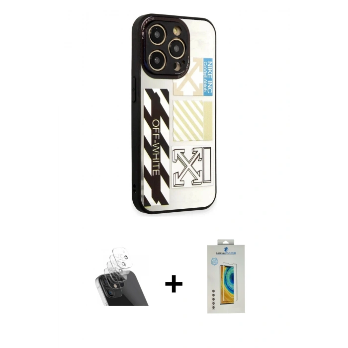 MARSİLYAN™- iPhone 12 Pro Kılıf Odak Klasik Serisi - Siyah Polymer Nano Ekran Koruyucu + Kamera Lens Koruma Cam - SF