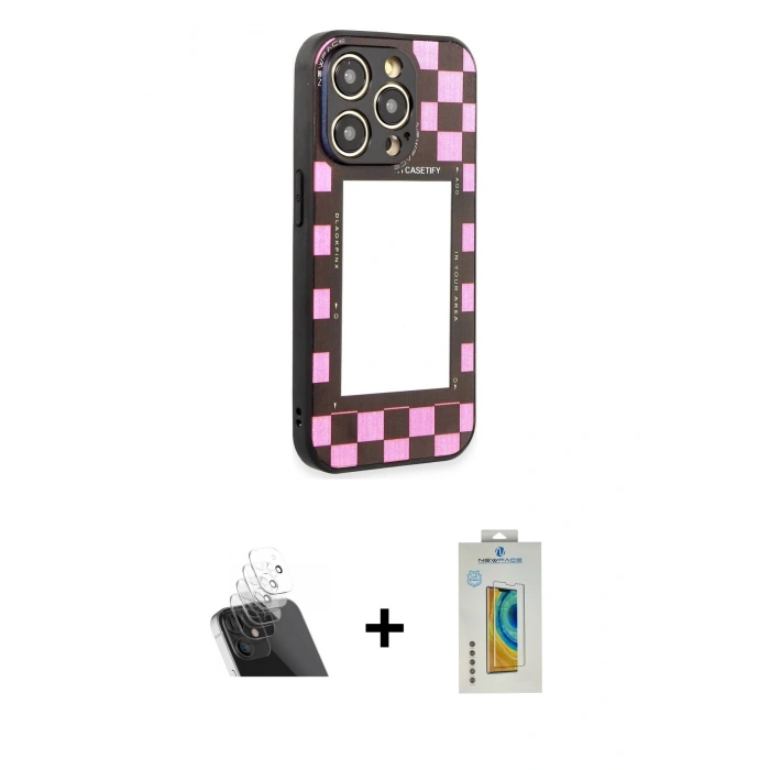 MARSİLYAN™- iPhone 12 Pro Kılıf Odak Klasik Serisi - Siyah Polymer Nano Ekran Koruyucu + Kamera Lens Koruma Cam - SF