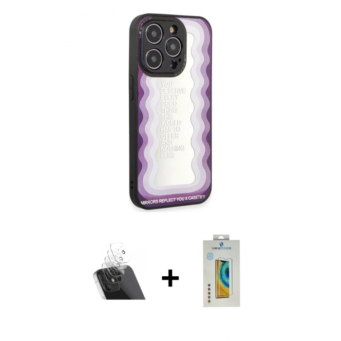 MARSİLYAN™- iPhone 12 Pro Kılıf Odak Klasik Serisi - Siyah Polymer Nano Ekran Koruyucu + Kamera Lens Koruma Cam - SF