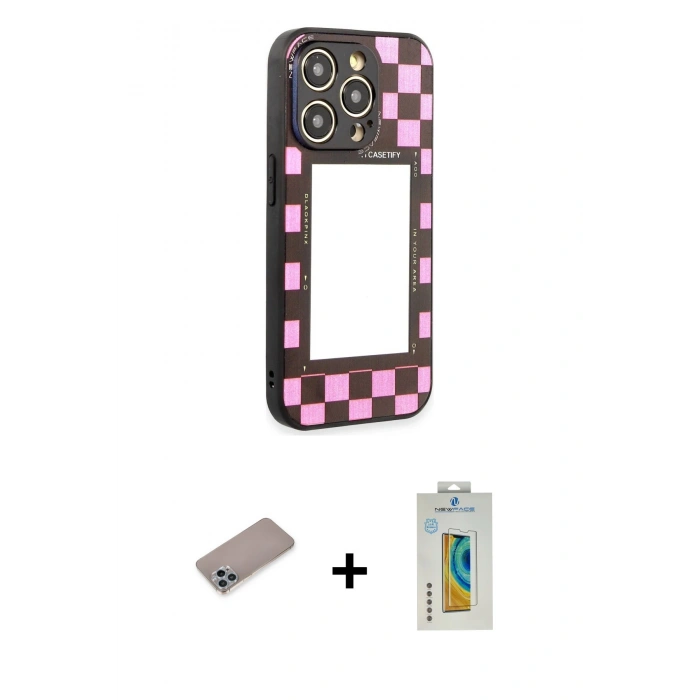 MARSİLYAN™- iPhone 12 Pro Kılıf Odak Klasik Serisi - Siyah Polymer Nano Ekran Koruyucu + Shine Kamera Lens Koruma Cam - SABE