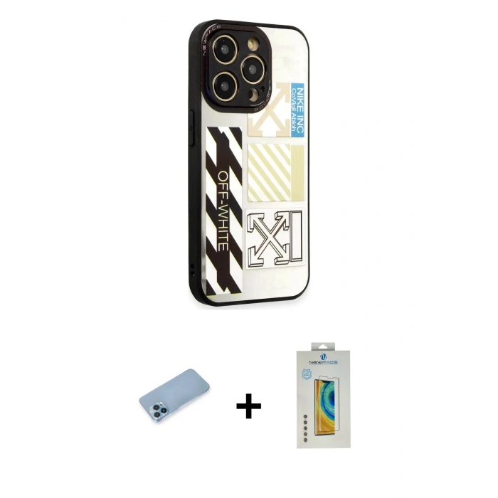 MARSİLYAN™- iPhone 12 Pro Kılıf Odak Klasik Serisi - Siyah Polymer Nano Ekran Koruyucu + Shine Kamera Lens Koruma Cam - MI