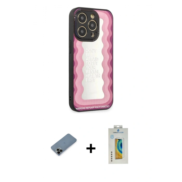 MARSİLYAN™- iPhone 12 Pro Kılıf Odak Klasik Serisi - Siyah Polymer Nano Ekran Koruyucu + Shine Kamera Lens Koruma Cam - SH
