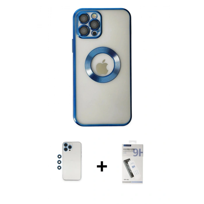 MARSİLYAN™- iPhone 12 Pro Kılıf Pusula Form - Şeffaf Uv Polymer Nano Ekran Koruyucu + Shine Kamera Lens - MI