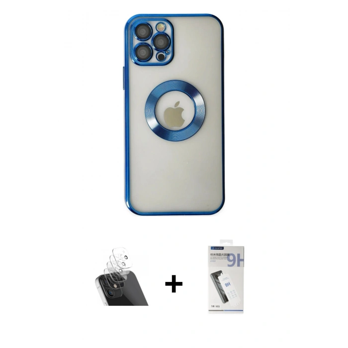 MARSİLYAN™- iPhone 12 Pro Kılıf Pusula Form - Şeffaf Uv Polymer Nano Ekran Koruyucu + Kamera Lens Koruma Cam - SF
