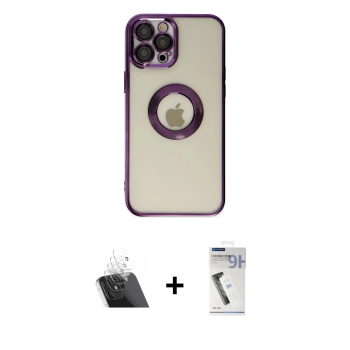 MARSİLYAN™- iPhone 12 Pro Kılıf Pusula Form - Şeffaf Uv Polymer Nano Ekran Koruyucu + Kamera Lens Koruma Cam - SF