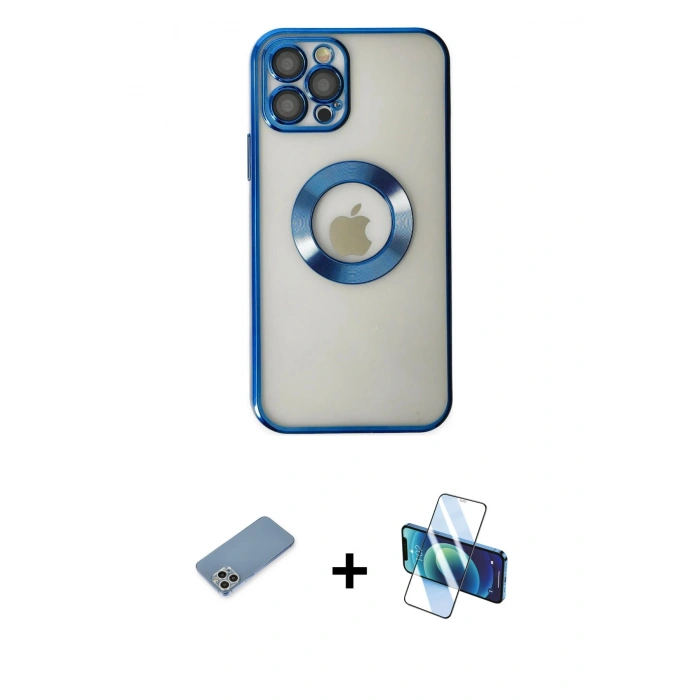 MARSİLYAN™- iPhone 12 Pro Kılıf Pusula Form - Siyah 3D Antistatik Seramik Nano Ekran Koruyucu + Shine Kamera Lens Koruma Cam - GS