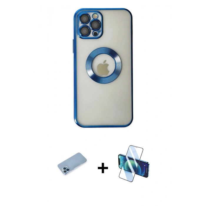 MARSİLYAN™- iPhone 12 Pro Kılıf Pusula Form - Siyah 3D Antistatik Seramik Nano Ekran Koruyucu + Shine Kamera Lens Koruma Cam - MI