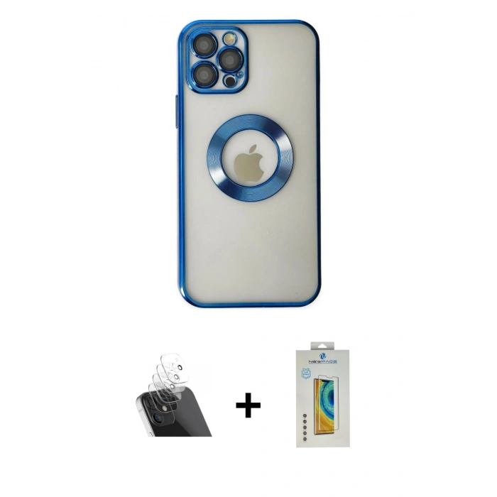 MARSİLYAN™- iPhone 12 Pro Kılıf Pusula Form - Siyah Polymer Nano Ekran Koruyucu + Kamera Lens Koruma Cam - SF