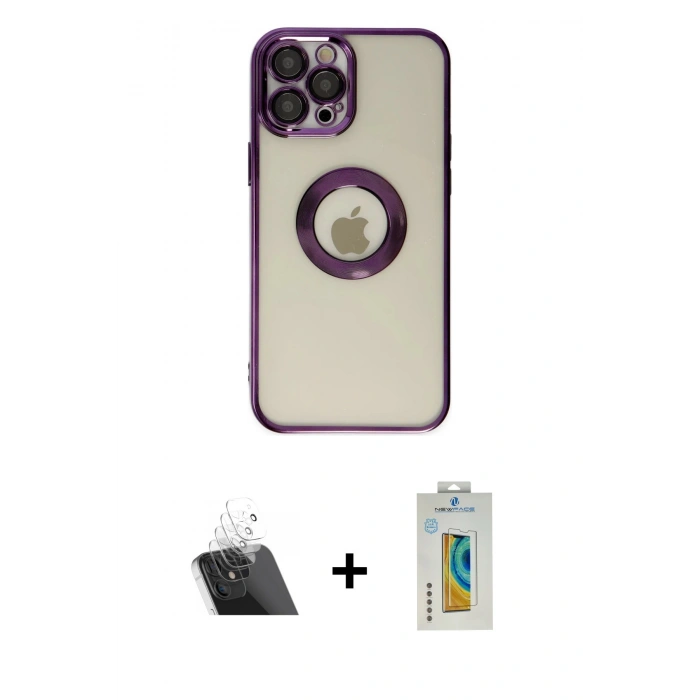 MARSİLYAN™- iPhone 12 Pro Kılıf Pusula Form - Siyah Polymer Nano Ekran Koruyucu + Kamera Lens Koruma Cam - SF