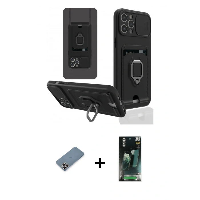 MARSİLYAN™- iPhone 12 Pro Kılıf Vadi Form Prime - Şeffaf 360 Full Body Arka Koruyucu + Metal Kamera Lens Koruma Cam - MR