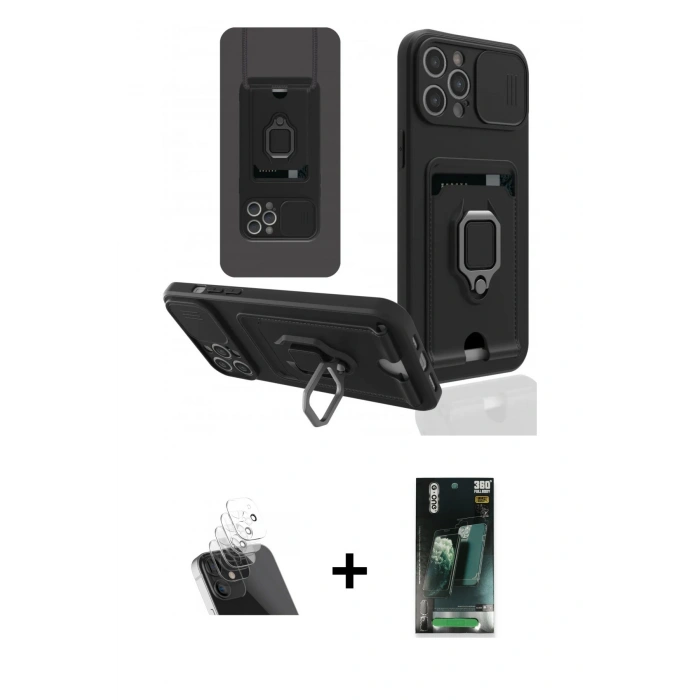 MARSİLYAN™- iPhone 12 Pro Kılıf Vadi Form Prime - Şeffaf 360 Full Body Arka Koruyucu + Kamera Lens Koruma Cam - SF