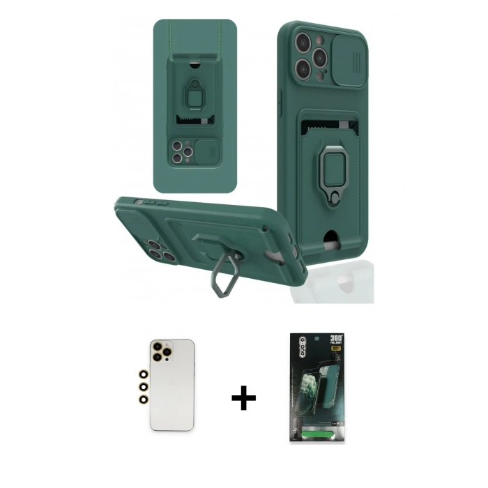 MARSİLYAN™- iPhone 12 Pro Kılıf Vadi Form Prime - Şeffaf 360 Full Body Arka Koruyucu + Shine Kamera Lens - GD