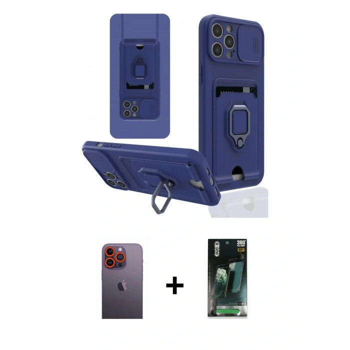 MARSİLYAN™- iPhone 12 Pro Kılıf Vadi Form Prime - Şeffaf 360 Full Body Arka Koruyucu + Neon Fosforlu Kamera Lens - TU