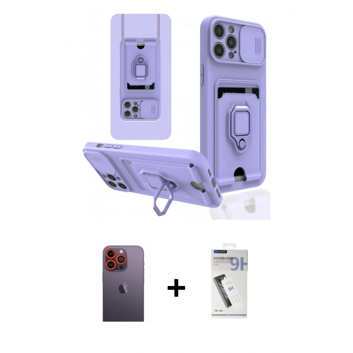 MARSİLYAN™- iPhone 12 Pro Kılıf Vadi Form Prime - Şeffaf Uv Polymer Nano Ekran Koruyucu + Neon Fosforlu Kamera Lens - TU