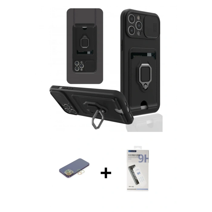 MARSİLYAN™- iPhone 12 Pro Kılıf Vadi Form Prime - Şeffaf Uv Polymer Nano Ekran Koruyucu + Renkli Kamera Lens Koruma Cam - SI