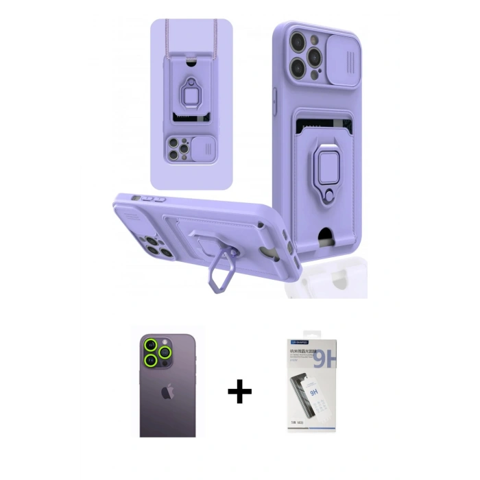 MARSİLYAN™- iPhone 12 Pro Kılıf Vadi Form Prime - Şeffaf Uv Polymer Nano Ekran Koruyucu + Neon Fosforlu Kamera Lens - YL