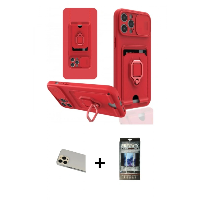 MARSİLYAN™- iPhone 12 Pro Kılıf Vadi Form Prime - Siyah 34D Hayalet Izgaralı Cam + Rainbow Kamera Lens Koruma Cam - GD