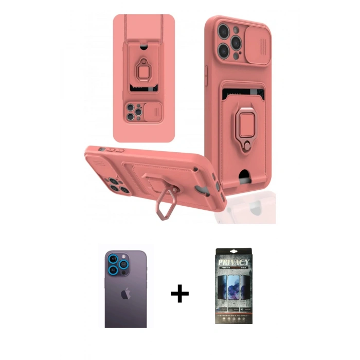 MARSİLYAN™- iPhone 12 Pro Kılıf Vadi Form Prime - Siyah 34D Hayalet Izgaralı Cam + Neon Fosforlu Kamera Lens - MI