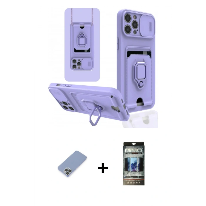 MARSİLYAN™- iPhone 12 Pro Kılıf Vadi Form Prime - Siyah 34D Hayalet Izgaralı Cam + Metal Kamera Lens Koruma Cam - KUYL