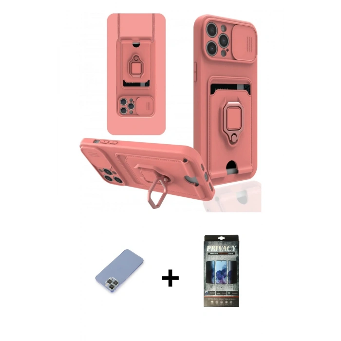 MARSİLYAN™- iPhone 12 Pro Kılıf Vadi Form Prime - Siyah 34D Hayalet Izgaralı Cam + Metal Kamera Lens Koruma Cam - KUYL