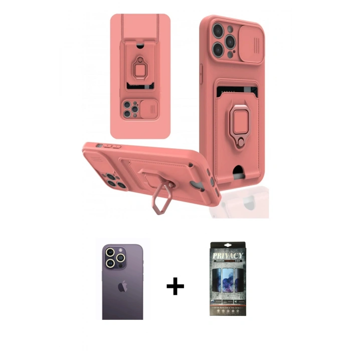 MARSİLYAN™- iPhone 12 Pro Kılıf Vadi Form Prime - Siyah 34D Hayalet Izgaralı Cam + Neon Fosforlu Kamera Lens - BZ