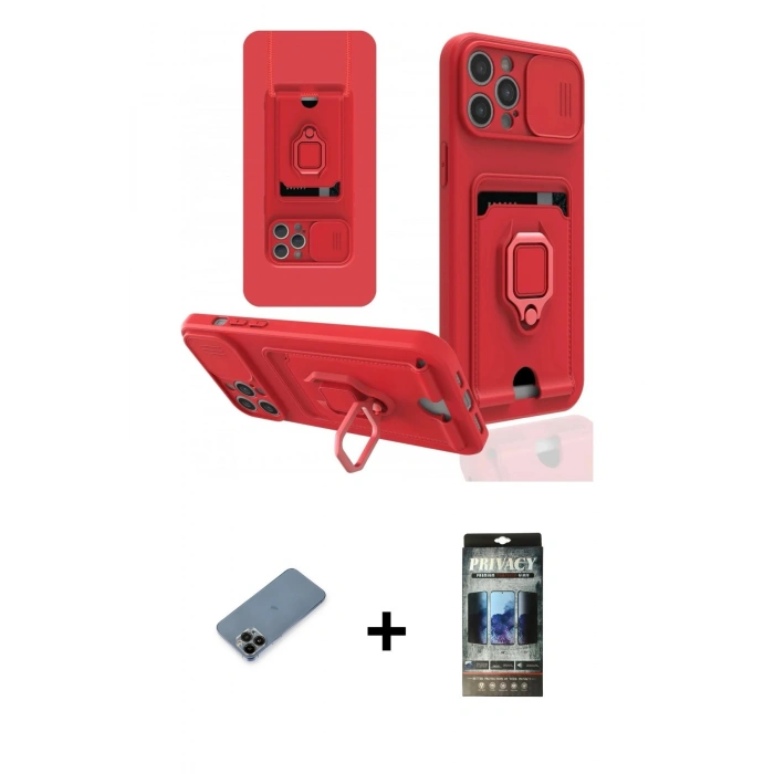 MARSİLYAN™- iPhone 12 Pro Kılıf Vadi Form Prime - Siyah 34D Hayalet Izgaralı Cam + Shine Kamera Lens Koruma Cam - SH