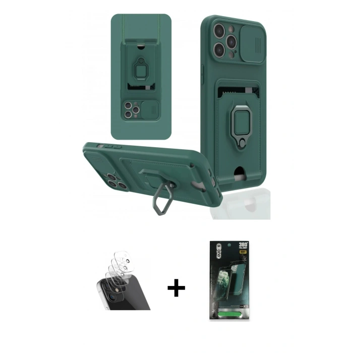 MARSİLYAN™- iPhone 12 Pro Kılıf Vadi Form Prime - Siyah 360 Mat Full Body Arka Koruyucu + Kamera Lens Koruma Cam - SF