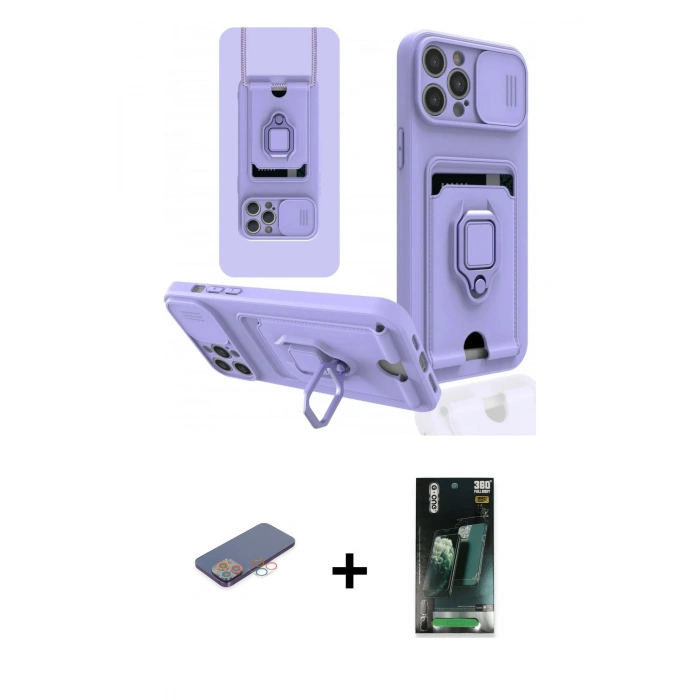 MARSİLYAN™- iPhone 12 Pro Kılıf Vadi Form Prime - Siyah 360 Mat Full Body Arka Koruyucu + Renkli Kamera Lens Koruma Cam - PE