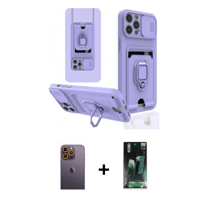 MARSİLYAN™- iPhone 12 Pro Kılıf Vadi Form Prime - Siyah 360 Mat Full Body Arka Koruyucu + Neon Fosforlu Kamera Lens - SI