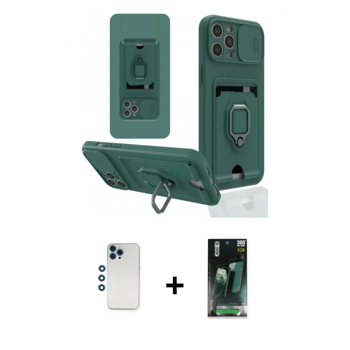 MARSİLYAN™- iPhone 12 Pro Kılıf Vadi Form Prime - Siyah 360 Mat Full Body Arka Koruyucu + Shine Kamera Lens - MI
