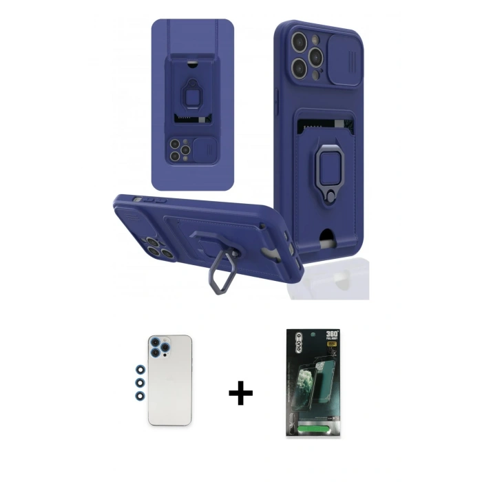 MARSİLYAN™- iPhone 12 Pro Kılıf Vadi Form Prime - Siyah 360 Mat Full Body Arka Koruyucu + Shine Kamera Lens - MI