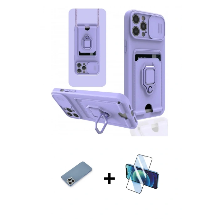 MARSİLYAN™- iPhone 12 Pro Kılıf Vadi Form Prime - Siyah 3D Antistatik Cam Ekran Koruyucu + Shine Kamera Lens Koruma Cam - GS