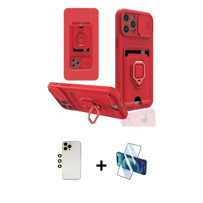 MARSİLYAN™- iPhone 12 Pro Kılıf Vadi Form Prime - Siyah 3D Antistatik Cam Ekran Koruyucu + Shine Kamera Lens - GD
