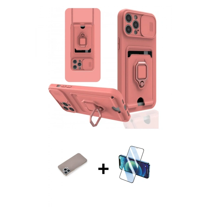 MARSİLYAN™- iPhone 12 Pro Kılıf Vadi Form Prime - Siyah 3D Antistatik Cam Ekran Koruyucu + Shine Kamera Lens Koruma Cam - SABE