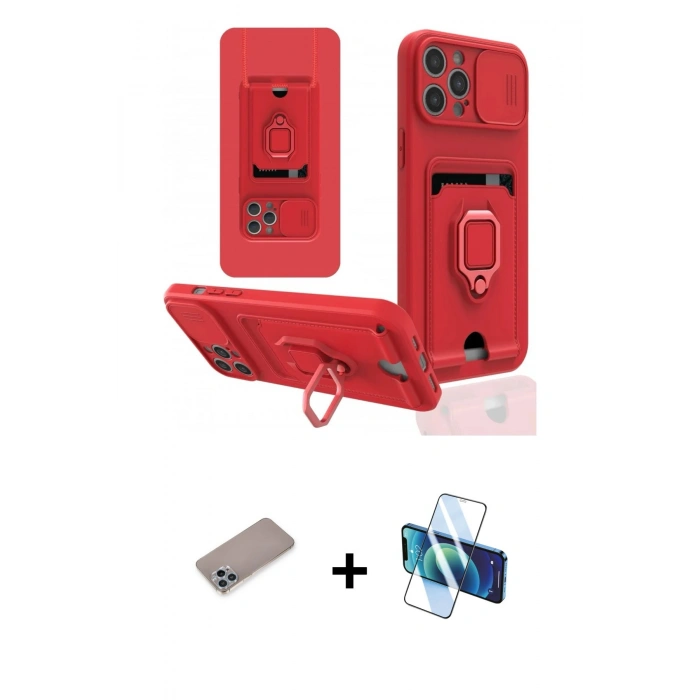 MARSİLYAN™- iPhone 12 Pro Kılıf Vadi Form Prime - Siyah 3D Antistatik Cam Ekran Koruyucu + Shine Kamera Lens Koruma Cam - SABE