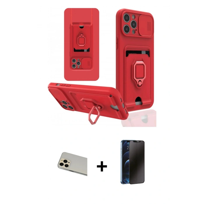 MARSİLYAN™- iPhone 12 Pro Kılıf Vadi Form Prime - Siyah 3D Antistatik Hayalet Cam Ekran Koruyucu + Rainbow Kamera Lens Koruma Cam - GD