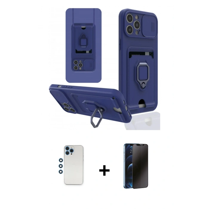 MARSİLYAN™- iPhone 12 Pro Kılıf Vadi Form Prime - Siyah 3D Antistatik Hayalet Cam Ekran Koruyucu + Shine Kamera Lens - MI