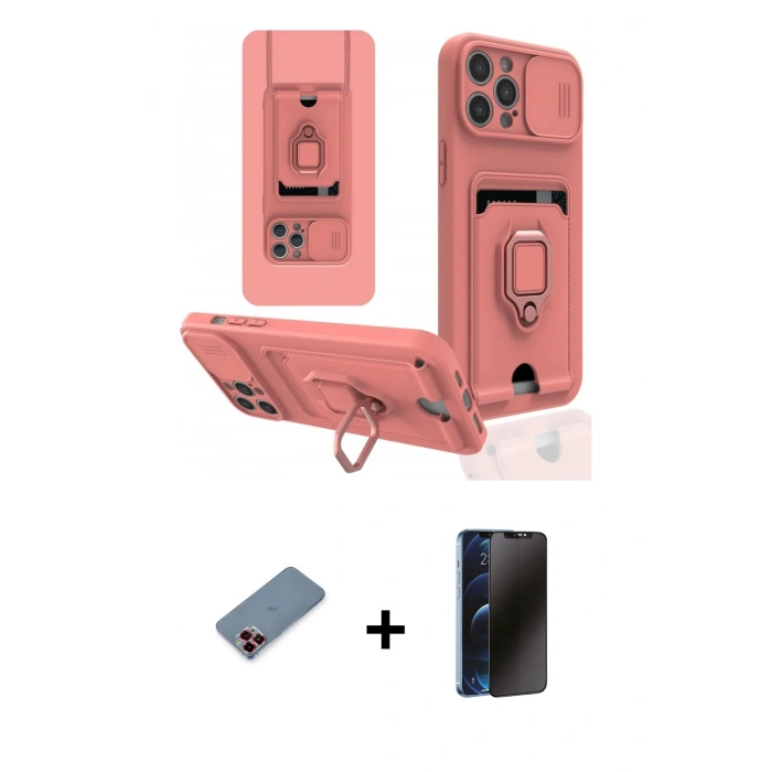 MARSİLYAN™- iPhone 12 Pro Kılıf Vadi Form Prime - Siyah 3D Antistatik Hayalet Cam Ekran Koruyucu + Metal Kamera Lens Koruma Cam - KI